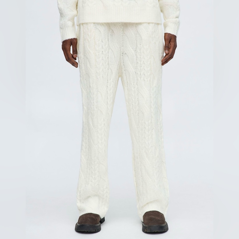 NWT Men’s Cable Knit Sweatpants Small Cream